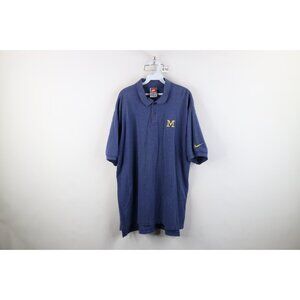 Vintage 90s Nike Mens XL Faded Block M University of Michigan Football Polo Blue